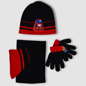 Conjunto gorro, bufanda y guantes de LADYBUG para niña en negro