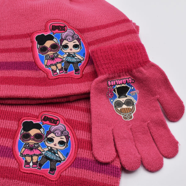 Conjunto de gorro, bufanda y guantes de LOL Fancy para niña en rosa - Imagen 3