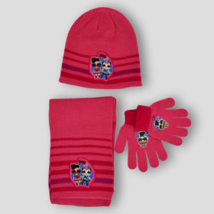 Conjunto de gorro, bufanda y guantes de LOL Fancy para niña en rosa