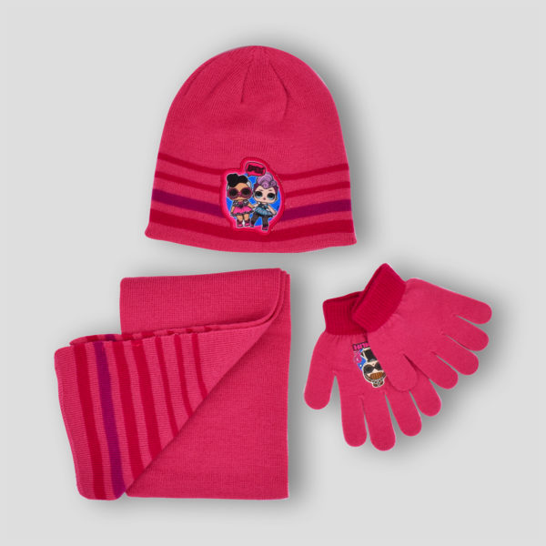 Conjunto de gorro, bufanda y guantes de LOL Fancy para niña en rosa - Imagen 2