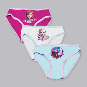 Pack de 3 bragas Frozen para niñas, color rosa, azul y blanco