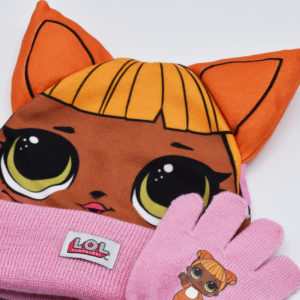 Conjunto de gorro con orejas y guantes de LOL para niña