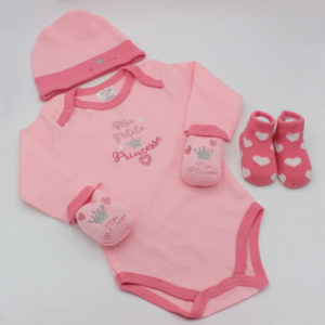 Set de 4 piezas para bebé niña con coronas