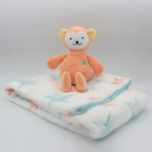 Peluche de Mono naranja con manta para bebé