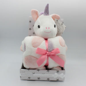 Peluche de Unicornio con manta para bebé en caja para regalo