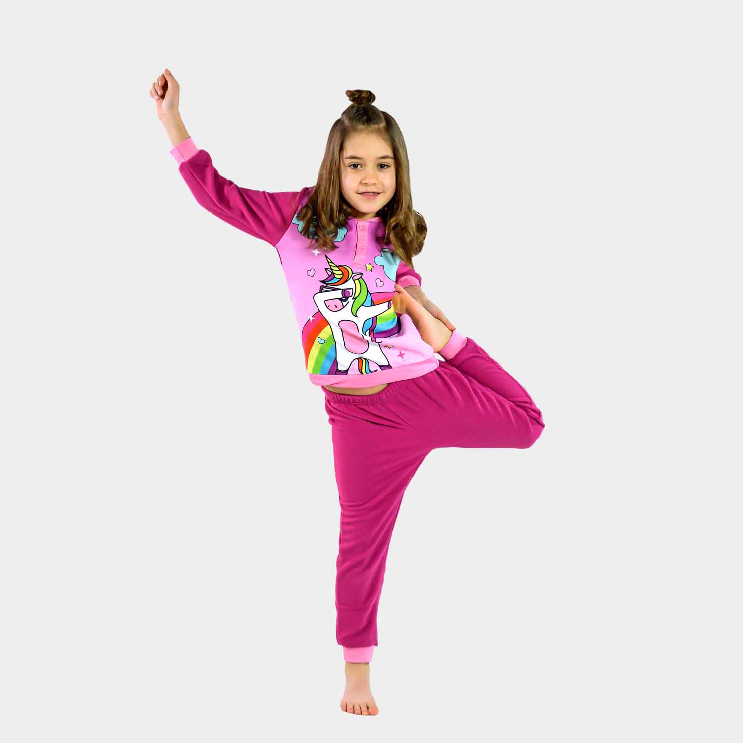 Pijama mono polar Unicornio Infantil, diseño con capucha, 5-10 años, Rosa–  Big Bertha Original ES