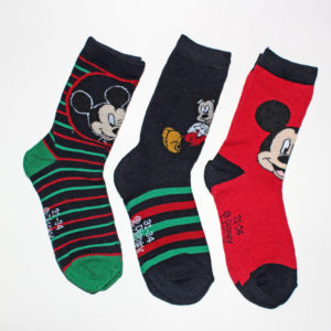 Pack de 3 calcetines de Mickey para niños en rojo, negro y verde