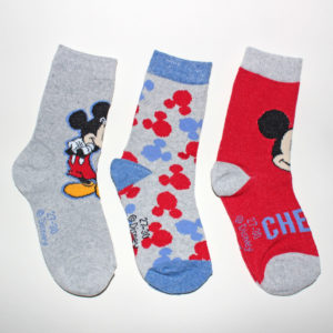 Pack de 3 calcetines de Mickey para niños en rojo y gris