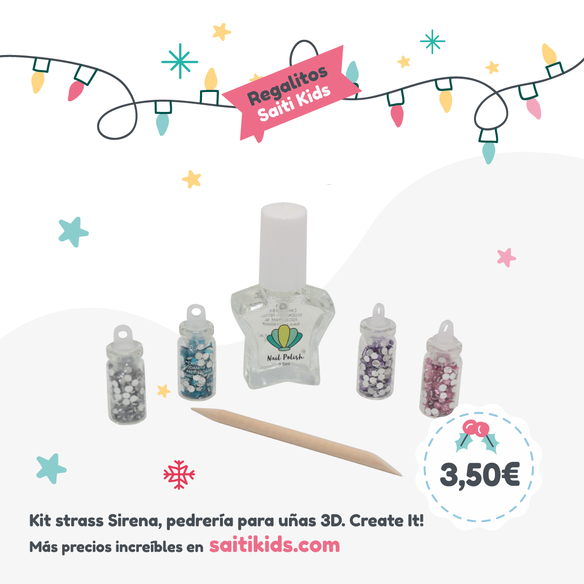 kit de pedrería para uñas cosmética para niñas