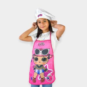 Delantal cocina y Gorro de Chef LOL para niña