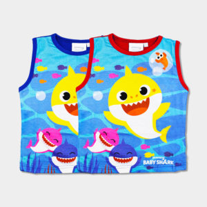 camiseta infantil para niño baby shark colores rojo y azul
