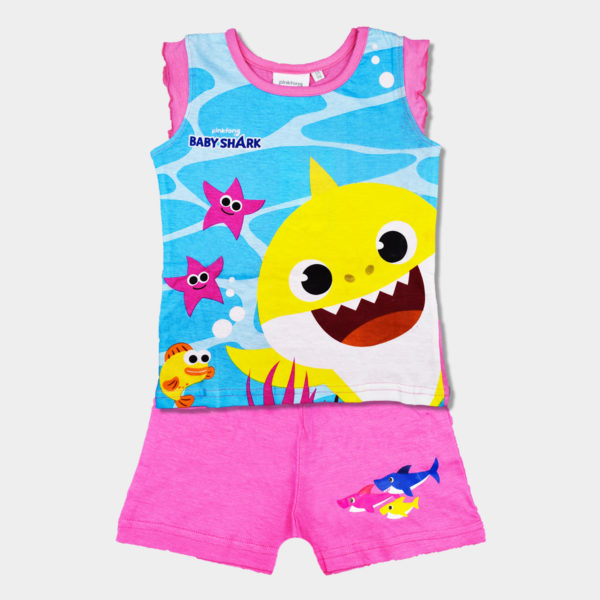 Conjunto de verano Baby Shark 2 piezas desmangado niña