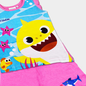 conjunto infantil verano para niña baby shark sin mangas