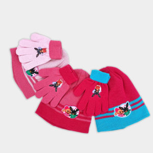 Conjunto gorro y guantes, BING, Sula, Bing, invierno, niña, rosa, rosa claro, fucsia.