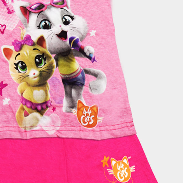 pijama de verano 44 gatos para nina en colores rosa y fucsia