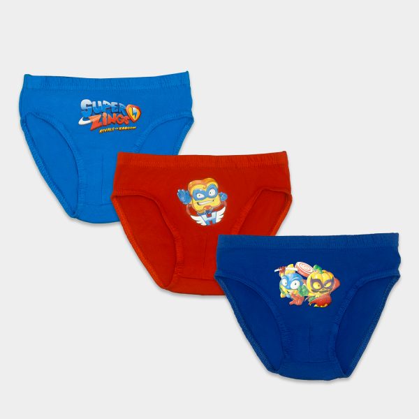 calzoncillos pack de 3 superzings para niño tres colores azul rojo y marino