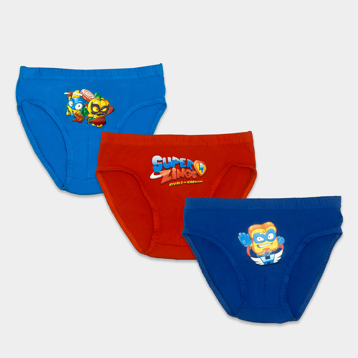 calzoncillos pack de 3 superzings para niño tres colores azul rojo y marino