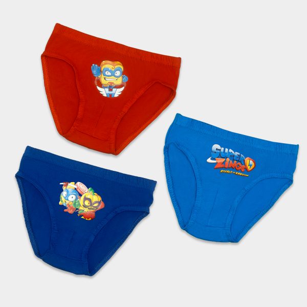 calzoncillos pack de 3 superzings para niño tres colores azul rojo y marino