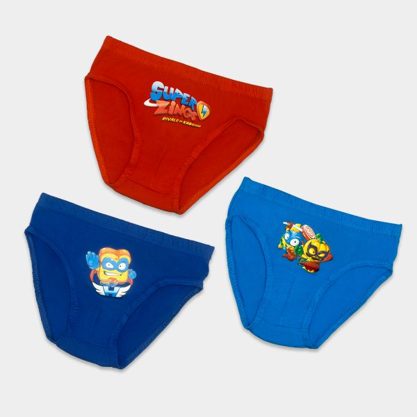 calzoncillos pack de 3 superzings para niño tres colores azul rojo y marino