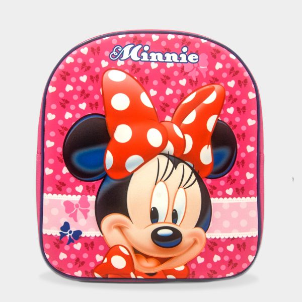 mochila 3d minnie mouse para niña con colores rosa y azul