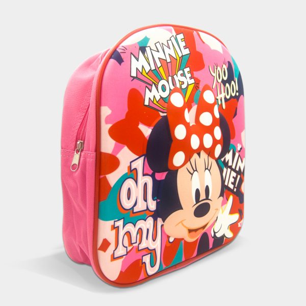 mochila 3d de minnie mouse para niña de colores rosa y rojo