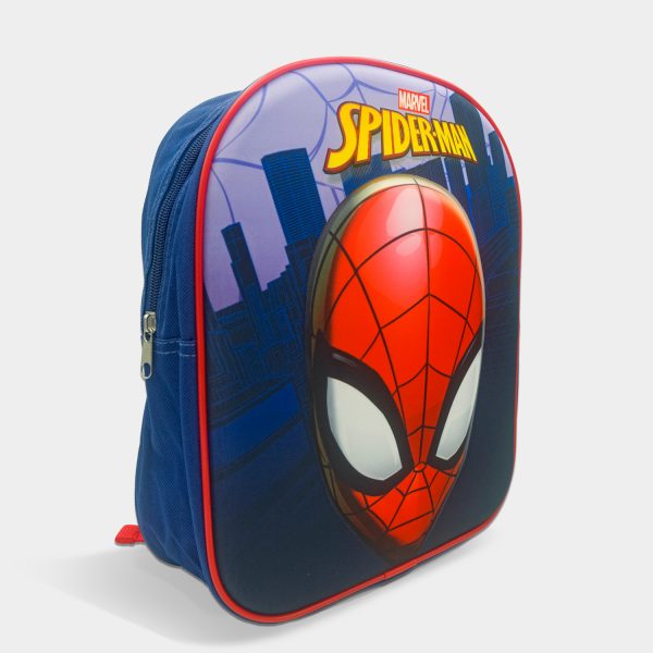 mochila 3d spiderman para niño con colores azul y rojo