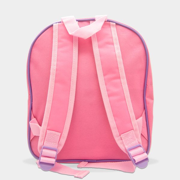 mochila 3d unicornio corazones para niña de colores lila y rosa