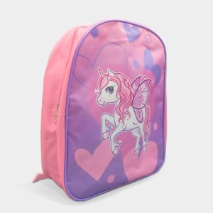 mochila unicornio corazones para niña colores lila rosa