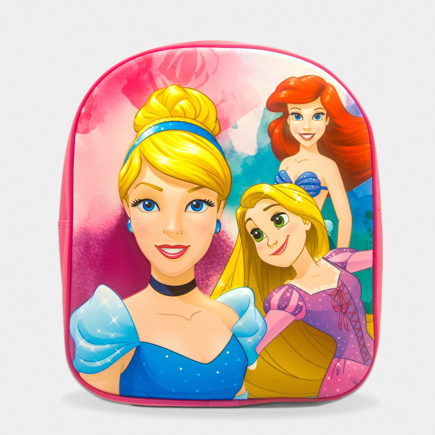 mochila 3d princesas disney para niña de color rosa