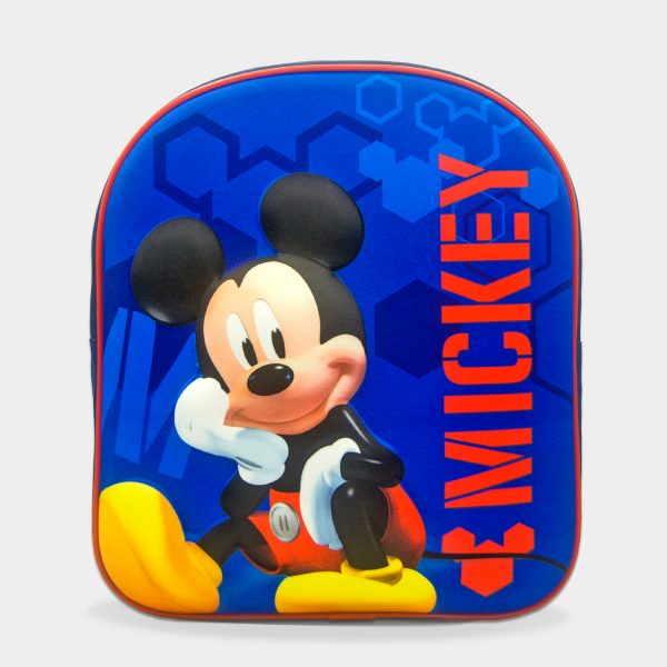 mochila mickey mouse para niño de colore azul prusia y rojo