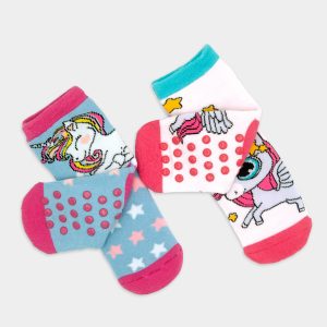 Pack de 2 calcetines antideslizantes de Unicornios para niña.
