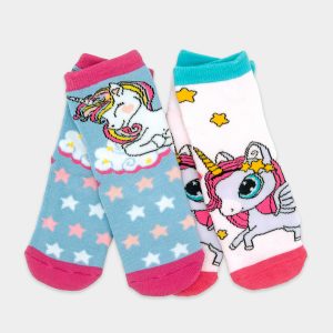 Pack de 2 calcetines antideslizantes de Unicornios para niña.