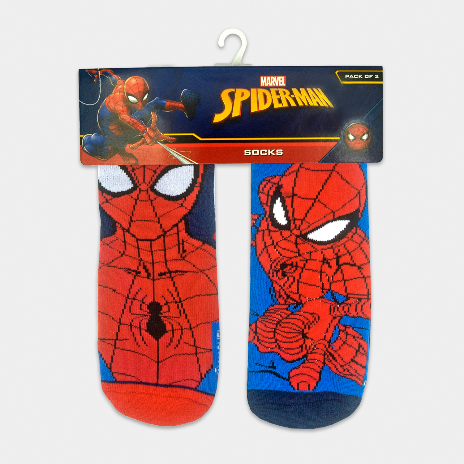 Pack de 2 calcetines antideslizantes Spiderman para niño.