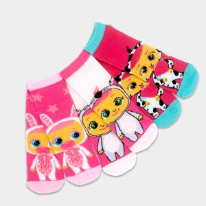 Pack de 3 calcetines Bebés Llorones para niña.