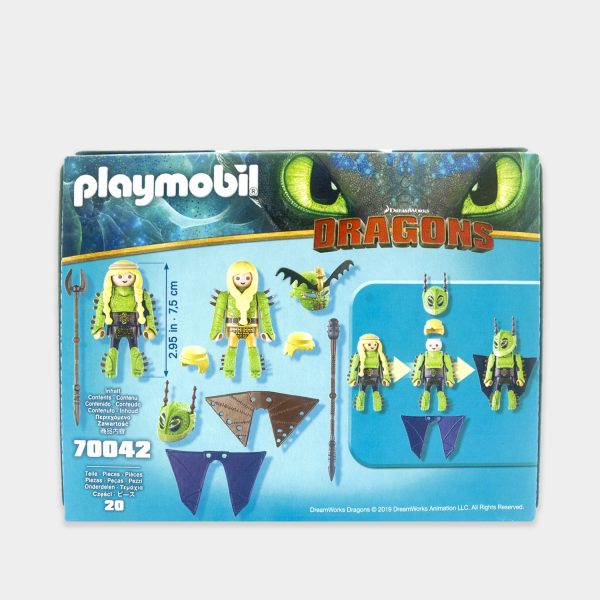 Juego de 20 piezas, Chusco y Brusca con traje volador de Playmobil Dragones. - Imagen 2