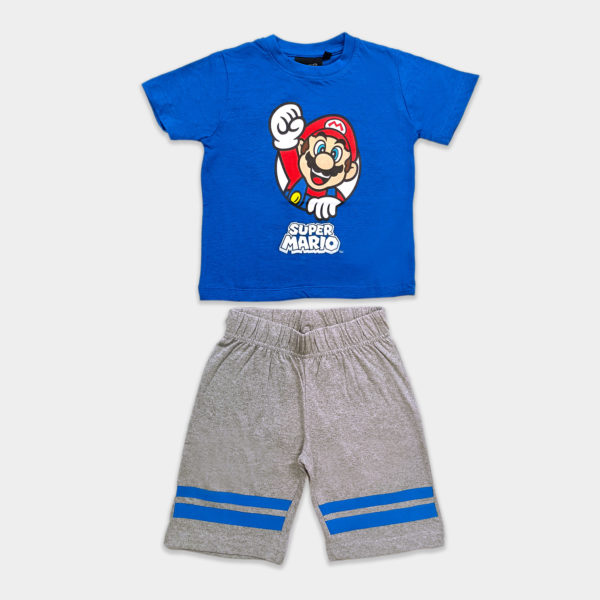 pijama de verano mario bros en azul para niño