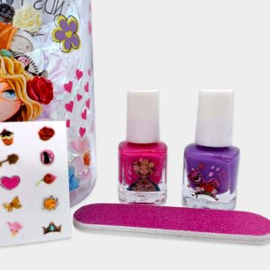 Set Rita´s Wonderland de envase de agua, pompón, lima de uñas, 2 esmaltes de uñas y pegatinas, niña.