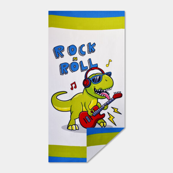 toalla playa infantil dinosaurio rockero movimiento